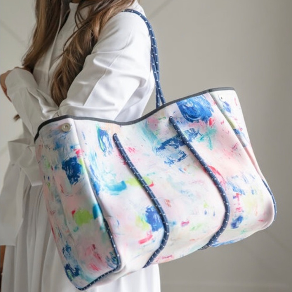 New Parker & Hyde Jenn Thatcher Watercolor Modern Art Neoprene Tote NWOT… - Picture 7 of 7